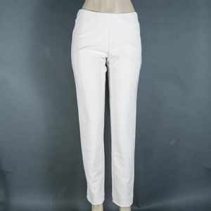 KRAZY LARRY Stretchy Crepe Ankle Pants Pull-On Slimming Ivory/Cream Off-White 8